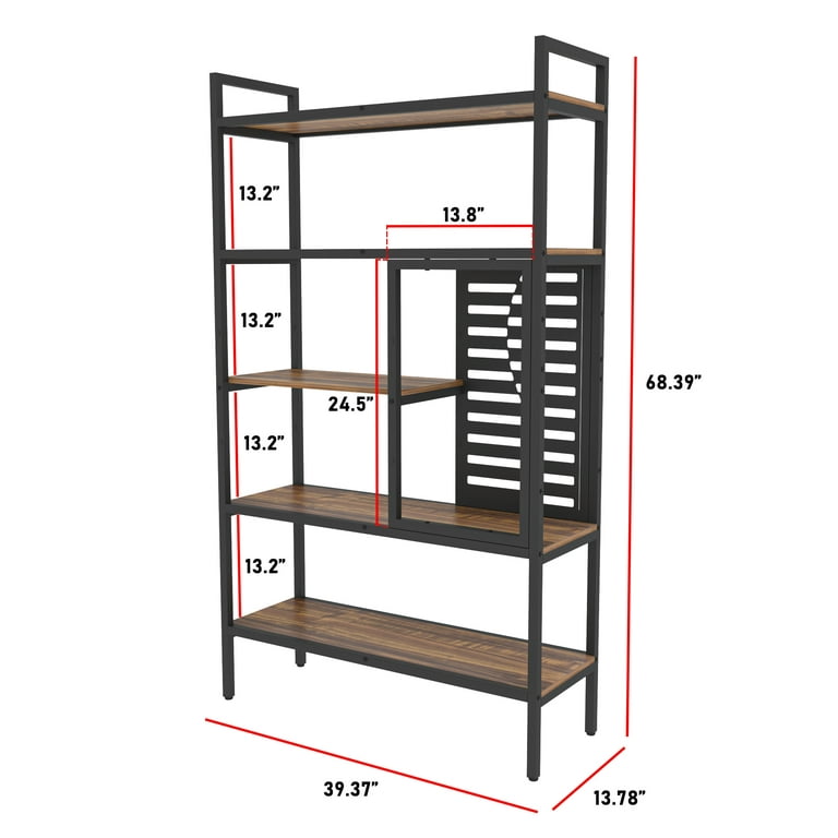 LINSY HOME 68in 5 Tier Bookshelf, Tall Narrow Bookcase Shelf Storage  Organizer, Modern Book Shelf for Bedroom, Living Room and Home Office,White  Oak