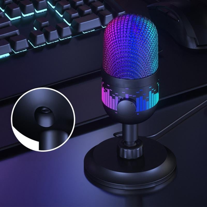 lanema LED Lighting USB Microphone for Gaming and Streaming Compatible for PC Computer Gaming Consoles Computers Accessories