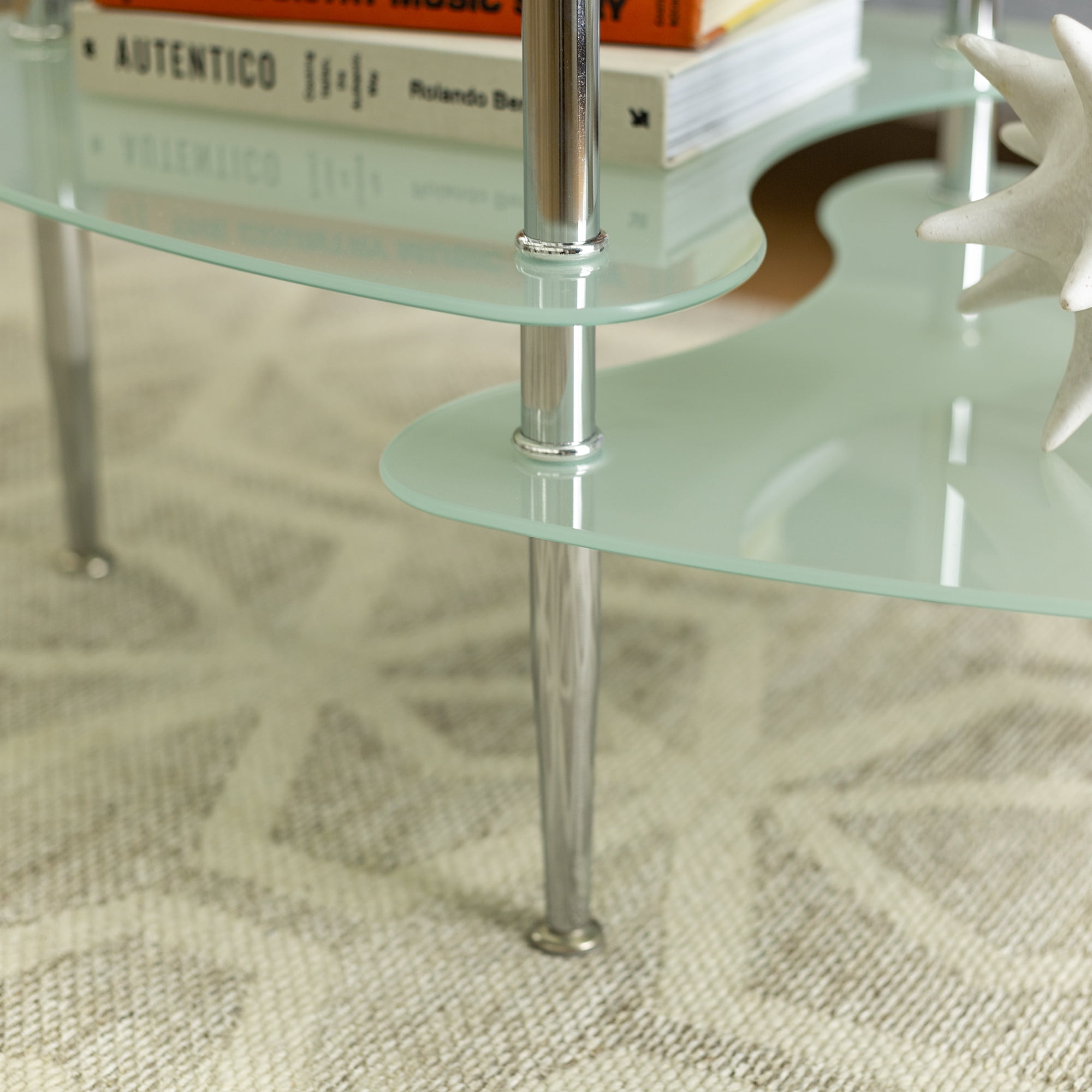 Walker Edison Mid-Century Modern Oval Glass Coffee Table