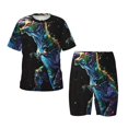 thumbnail image 1 of Fotbe colorful flames dinosaur Pijama Estampada de 2 Piezas para Niños – Ropa de Dormir de Manga Corta Cómoda para Niños y Niñas, Camiseta y Shorts de Algodón-Medium, 1 of 6