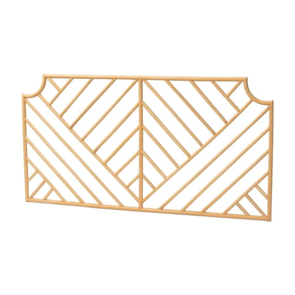 Brown Genuine Rattan Wall-Mount Headboard Queen Size Bohemian Design