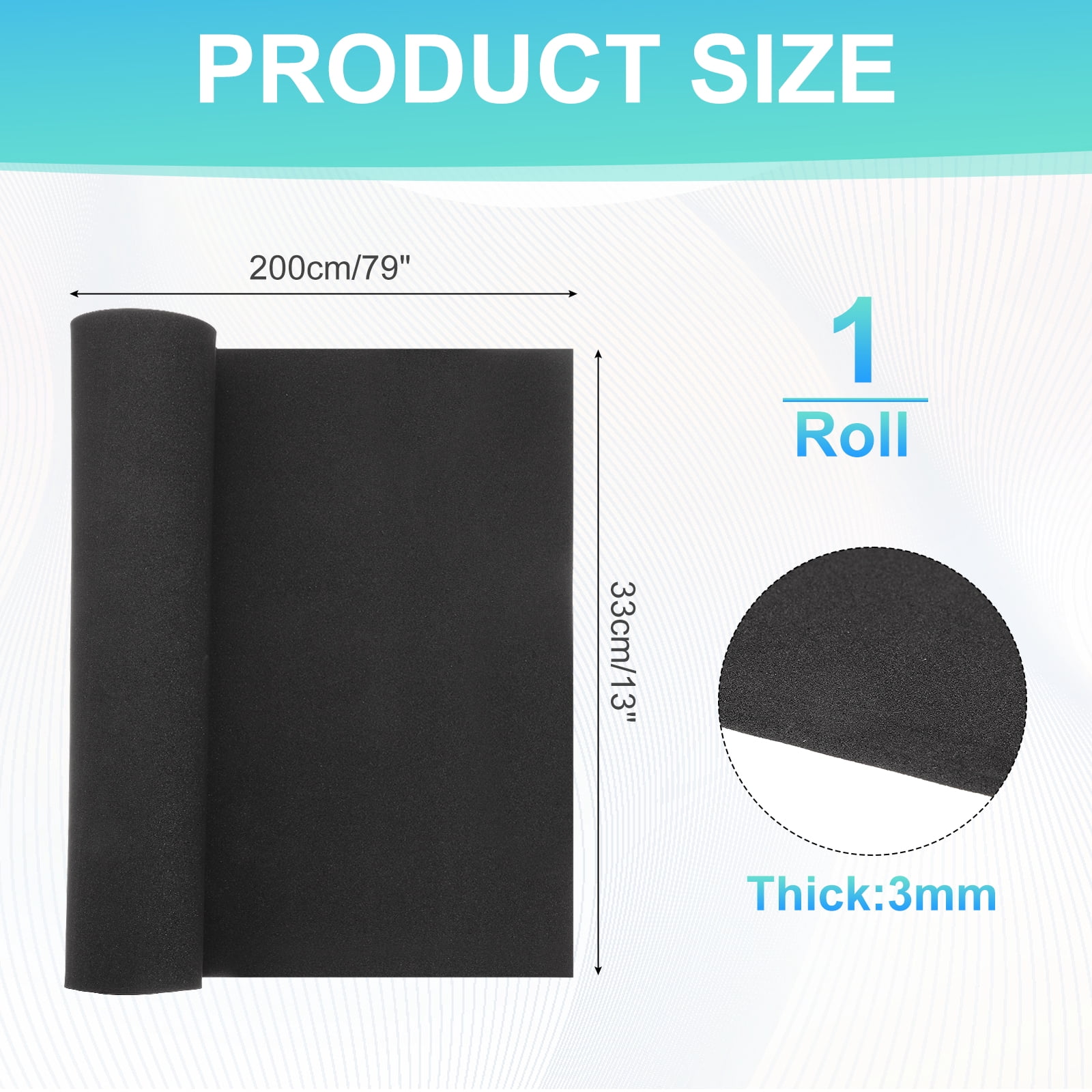 Uxcell 1 Roll Black Foam Sheets, 79" x 13" x 1/8" High Density EVA Foam Roll Board Cosplay Craft Sheet for DIY Crafts Projects Furniture Protecting Insulation Weather Stripping