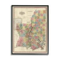 Stupell Industries State Map of Louisiana Mississippi Vintage US Cartography, 11 x 14, Design by Daphne Polselli