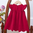 thumbnail image 6 of CYRBOKO Toddler Girls Dresses with Ruffle, Summer A-line Casual Cotton Kids Dresses Wine Size 2-3 T, 6 of 6
