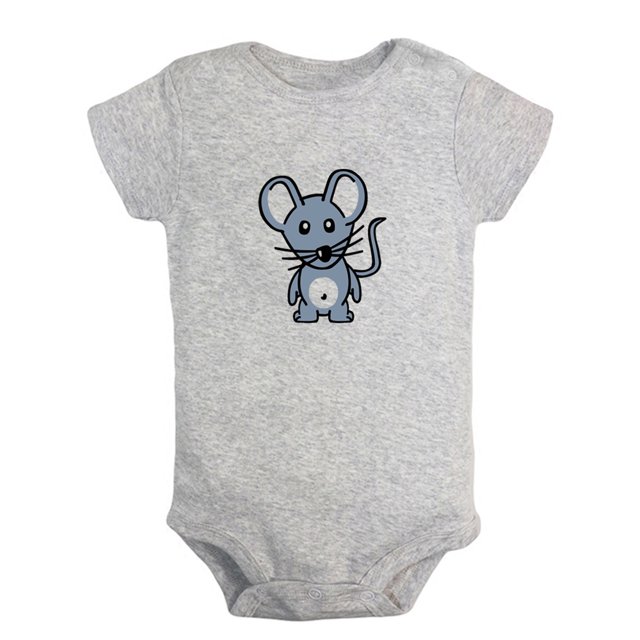iDzn Animal Clever Mouse Pattern Rompers For Babies, Newborn Baby Unisex Bodysuits, Infant Jumpsuits, Toddler 0-24 Months Kids One-Piece Oufits