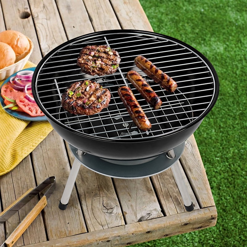 Waaoon-14 Inch Portable Charcoal Grills For Outdoor Camping & BBQ Picnic,Red