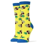 OoohYeah Womens Novelty Crew Socks, Funny Crazy Cotton Socks - Pineapple Dude