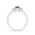 thumbnail image 2 of ANGARA Natural Classic Three Stone Tanzanite and Diamond Ring in 14K White Gold for Women (Size-5mm) | December Birthstone, Birthday, Anniversary, Jewelry Gift for Women | Natural Tanzanite Ring, 2 of 11