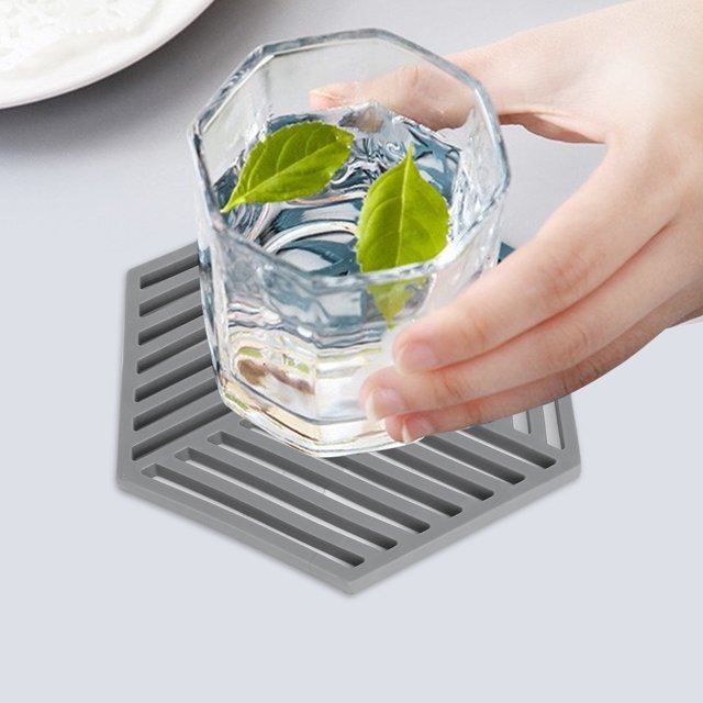 Almohadilla para tazas Jadeshay 4 Uds. TPR Gris Tipo hexagonal