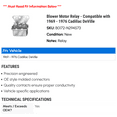 thumbnail image 2 of Blower Motor Relay - Compatible with 1969 - 1976 Cadillac DeVille 1970 1971 1972 1973 1974 1975, 2 of 2