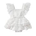 thumbnail image 1 of ZAXARRA Toddler Summer Rompers Lace Square Neck Jumpsuit Layered Skirt, 1 of 10
