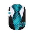 thumbnail image 1 of Set de Corbata Barry.Wang de Seda Verde Azulado con Pañuelo y Gemelos para Hombre, 1 of 8