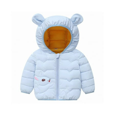 

Puffer Jacket for Girl Little Cartoon Winter Warm Hoodie Ears Outwear Zipper Snowsuit for Toddler Parkas 18-24 Months