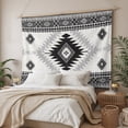 thumbnail image 3 of Black Beige Boho Tapestry for Bedroom Wall Hanging Tapestry, Vintage Ethnic Tribal Southwestern Ceiling Backdrop Tapestries Poster Blanket Wall Decor for Teens Room Living Room Dorm 59" x 90", 3 of 8