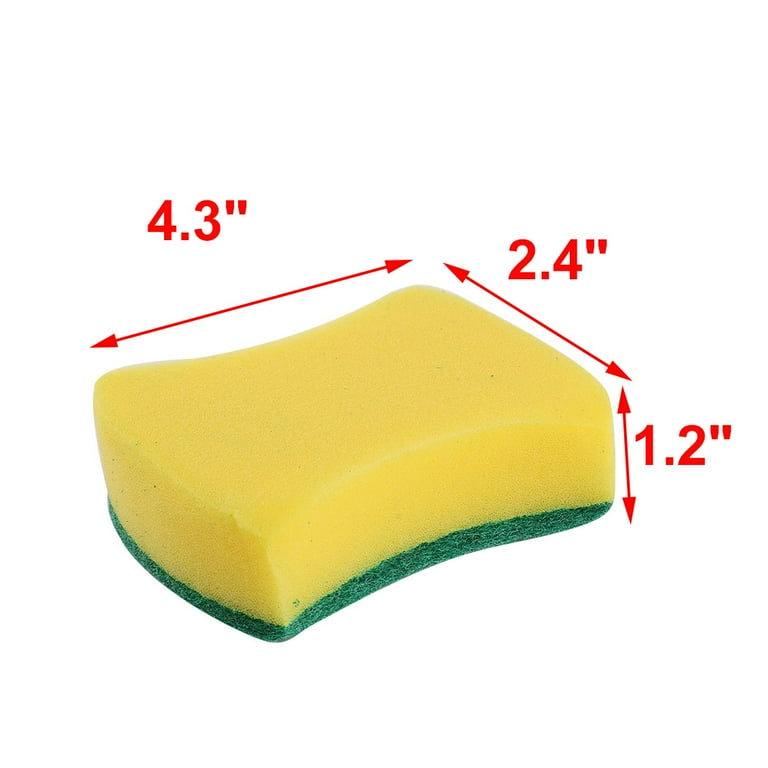 Unique Bargains Kitchen Cleaning Soft Non-Scratch Scouring Sponge Pads  Green Yellow 2 Pcs