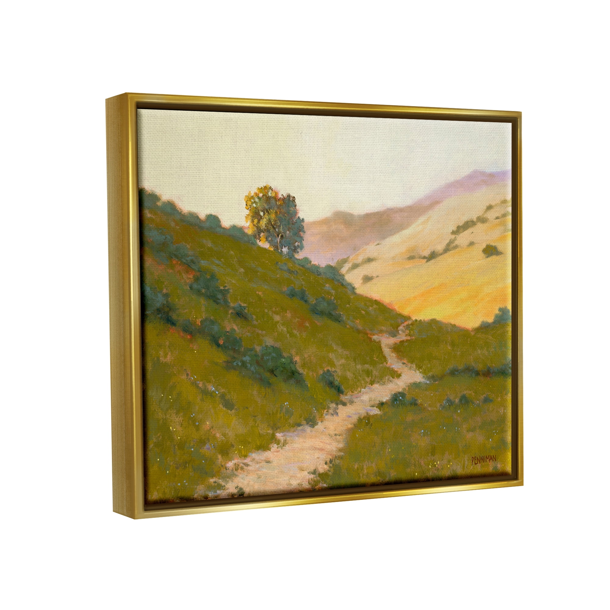 Stupell Vast Rural Landscape Path Landscape Painting Gold Floater Framed Art Print Wall Art