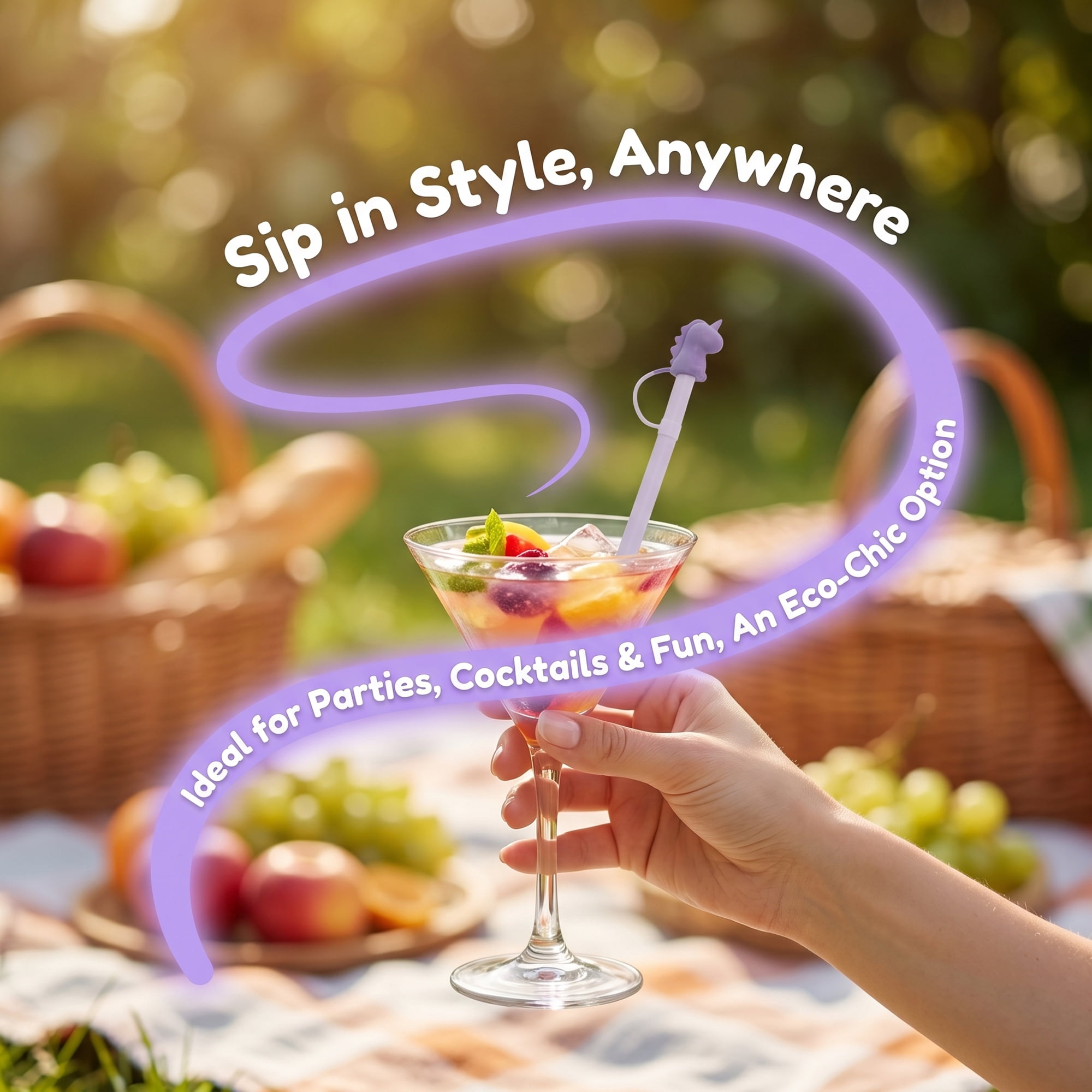 Unique Bargains 6Pcs Reusable Durable Dishwasher Safe Silicone Straws Purple A