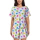 thumbnail image 1 of Fotbe Bear And Polka Dot Conjunto de Pijama Estampado para Mujer, 2 Piezas, Ropa de Dormir con Camiseta de Manga Corta y Shorts Suaves-Small, 1 of 6