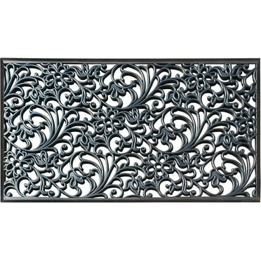 A1HC Floral Paisley Large Outdoor Floor Mat, Natural Rubber, 30”x48”, Ideal for Outside entryway, Scrapes Shoes Clean of Dirt & Grime, Heavy Duty Doormat for Indoor Outdoor & Busy Areas