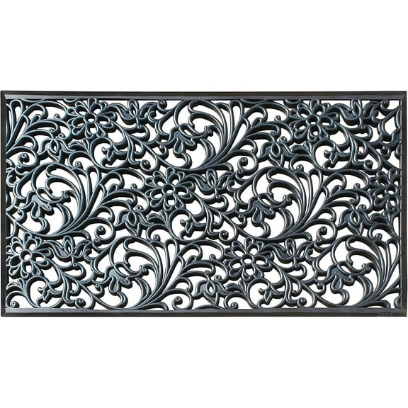 A1HC Floral Paisley Large Outdoor Doormat, Natural Rubber, 30”x48”, Ideal for Outside Entryway, Scrapes Shoes Clean of Dirt & Grime, Heavy Duty Mat for Indoor Outdoor & Busy Areas