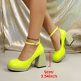 thumbnail image 5 of SACFOF Women’s High Chunky Platform Closed Toe Block Heels Square Toe Ankle Strap Dress Wedding Party Pumps Shoes, 5 of 6