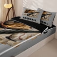 thumbnail image 3 of Homewish Baseball Artwork Zipper Twin Comforter Sets with Fitted Sheet and 2 Pillowcases,Kids Ball Sport Games Zipper Bedding Set For Boys Men,Black Reversible,4-Piece, 3 of 7