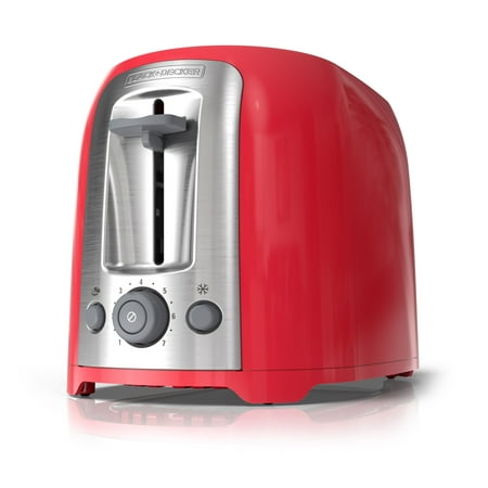 BLACK+DECKER 2-Slice Extra Wide Slot Toaster, Red/Silver,