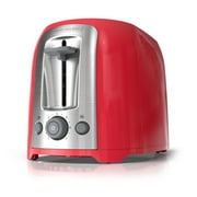 BLACK+DECKER 2-Slice Extra Wide Slot Toaster, Red, Silver, TR1278TRM