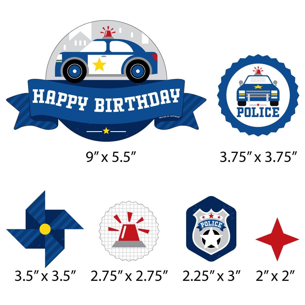 Calling All Units Police Cop Birthday Party Cake Decorating Kit Happy Birthday Cake Topper Set 11 Pieces Walmart Com Walmart Com