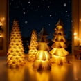 thumbnail image 5 of Set of 4 Lighted Gold Christmas Tree Tabletop Decoration Battery Operated LED Trees Elegant Metallic Finish Sophisticated Festive Durable Long Lasting Versatile for Living Room Mantel Holiday Decor, 5 of 5