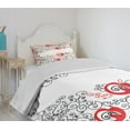 thumbnail image 4 of Ambesonne Abstract Quilted Bedspread Set 2 Pcs, Sketchy Birds Swirls Art, Twin Size, Scarlet White, 4 of 6