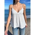 thumbnail image 4 of Women's Y2k Polka Dot Print Tank Top Spaghetti Strap Camisole Sheer Mesh Going Out Top White S, 4 of 9