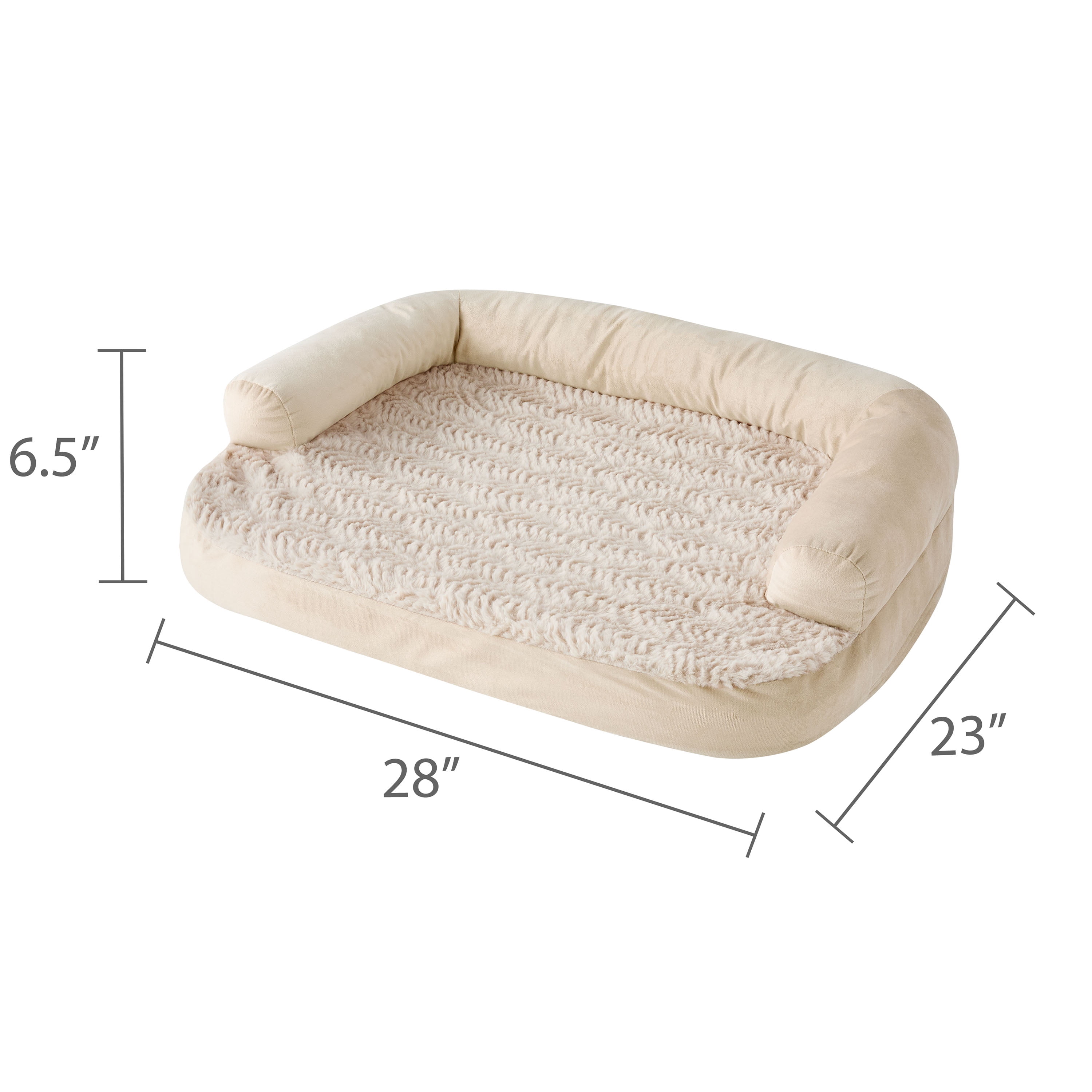 Vibrant Life Small Round Corner Sofa Style Dog Bed, Tan, 23" x 28"