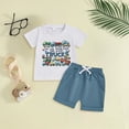 thumbnail image 2 of TOWED22 Baby Boy Summer Clothes 2pcs Short Sleeve Shirt Cotton Shorts Dinosaur Truck Print Outfits(White,2-3 Y), 2 of 5