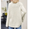 thumbnail image 4 of Women Knit Sweater Bell Sleeve Long Sleeve Jacket Fashion Style Loose Round Neck Pullover Jumper Apricot M, 4 of 6