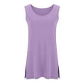 thumbnail image 6 of CHGBMOK Women Tank Top Crew Neck Sleeveless Tank Solid Casual Workout Top Loose Plus Size Side Spilt, 6 of 7