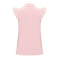 thumbnail image 4 of Summer Bamboo Cotton Tops For Women Ruffle Cap Sleeve Shirts Button Down Tunic Top V Neck T-Shirts Plain Trendy Tees Shirt Lightweight Work Blouses, 4 of 5