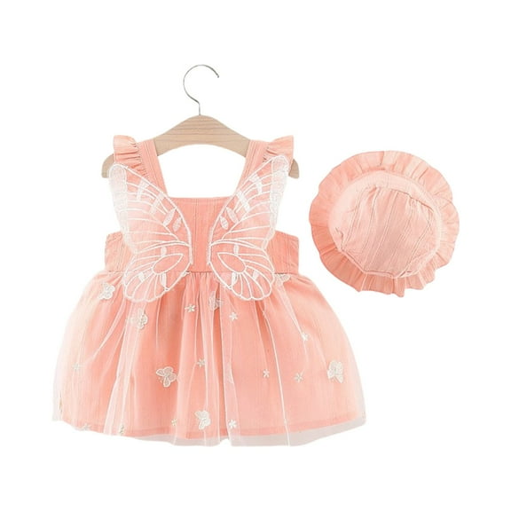 TAIAOJING Toddler Kids Baby Girls Butterfly Dresses Fairy Tulle Dress Sleeveless Birthday Elegant Outfit Princess Dresses 0-3 Months