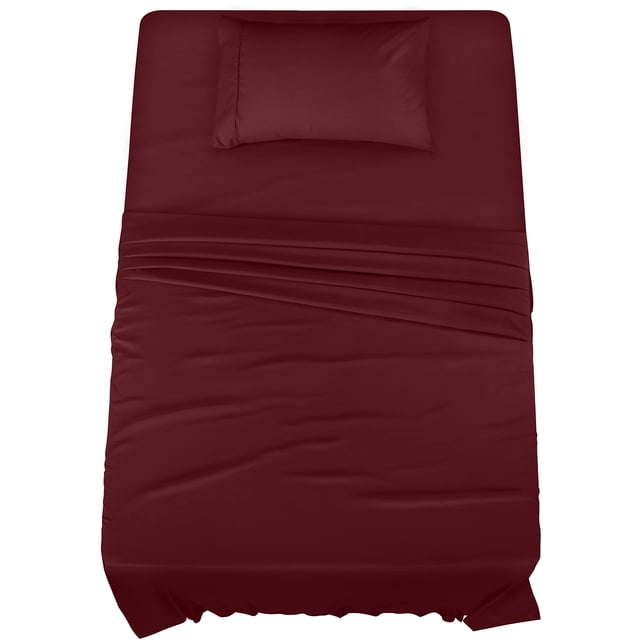 Juego de sábanas Utopia Bedding de microfibra cepillada doble, color burdeos