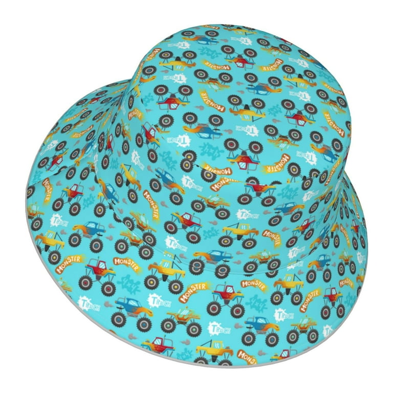 Kll Cartoon Monster Truck Bucket Hat For Women Men Packable Travel