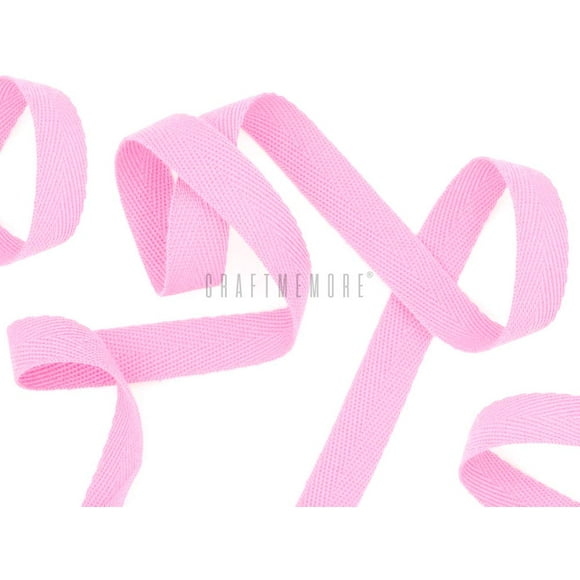 CRAFTMEMORE 3/8 Inch Twill Tape Fabric Ribbons Webbing Herringbone Twill Bias Binding Tape for Clothes Sewing Craft Trim Lace 36 Yards (MP51 Baby Pink)