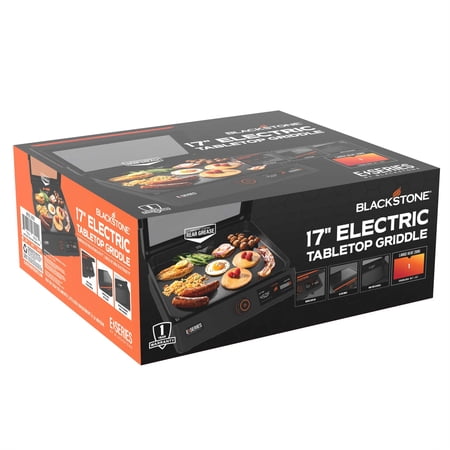 Blackstone E-Series 17 Electric Tabletop Griddle with Hood, Black