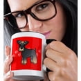 thumbnail image 2 of 3drose, Miniature Schnauzer Banded Brown Base Coat (salt and Pepper) - Cartoon Dog - Red with Pawprints, 11oz Two-tone Black Mug, 2 of 6