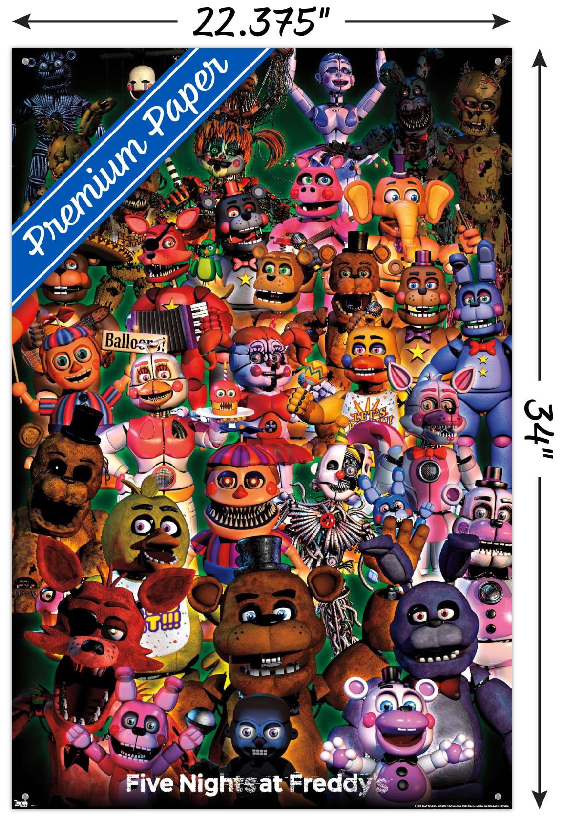 Five Nights at Freddy's - Freddy Wall Poster with Push Pins, 22.375 x 34  