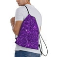 thumbnail image 3 of Kdxio Purple Glitter Print Drawstring Backpack Bag,Waterproof Draw String Back Sack, Gym Drawstring Bags Swim Bag For Unisex, 3 of 9