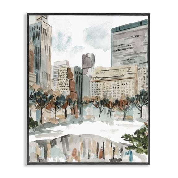 Stupell Industries Modern Wintery Park Cityscape Black Framed Giclee Art, 11 x 14, by Melissa Wang