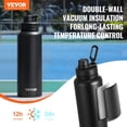 thumbnail image 2 of VEVOR 40 oz Insulated Water Bottle, Stainless Steel Camping & Hiking Hydration Flask with Wide Mouth Lid, Sports Coffee Cup Double Walled, Leakproof, for Indoor/Outdoor Use, FDA Listed,Black, 2 of 9