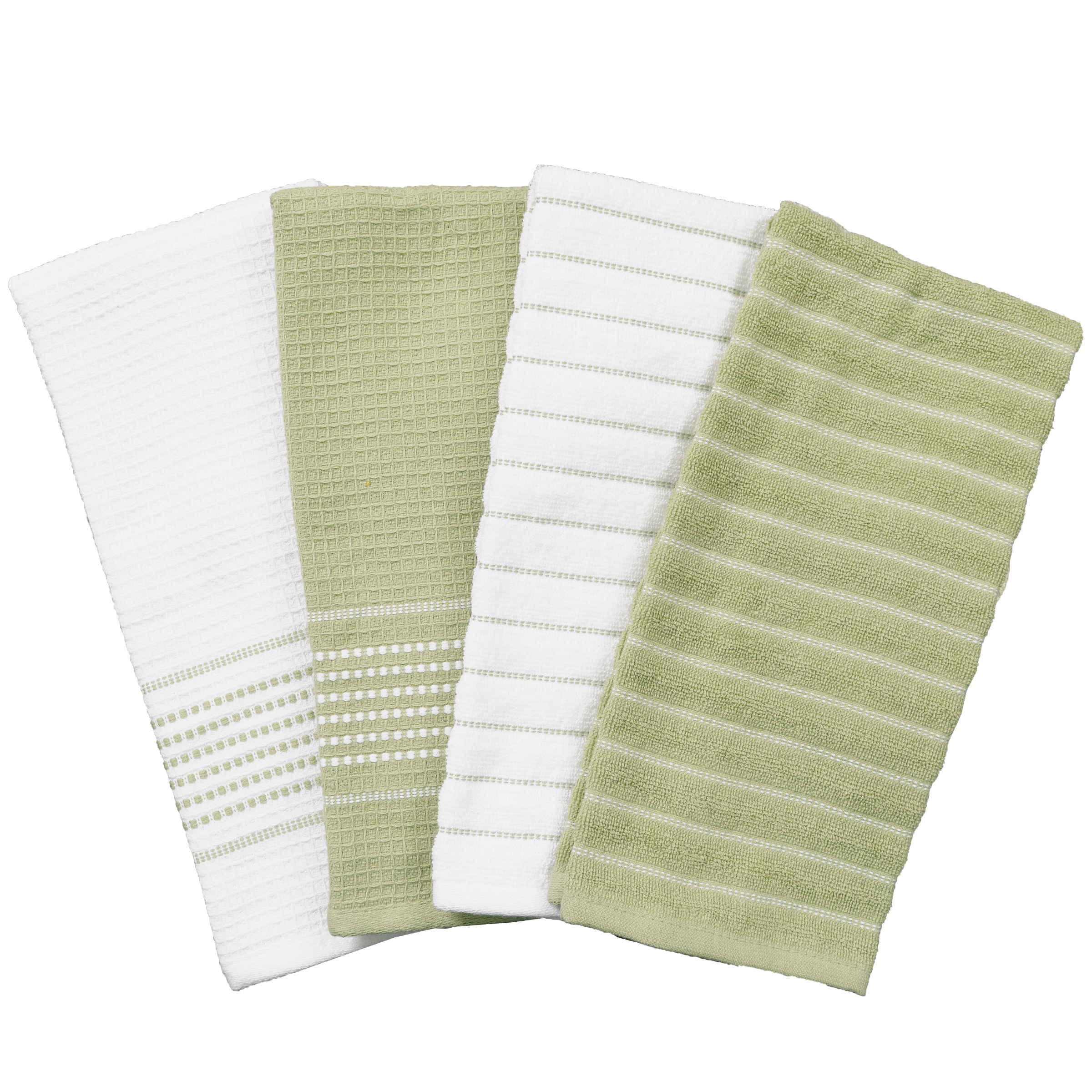 All-Clad Skipping Stripe & Wave Kitchen Towels, 4-Pack, Fennel