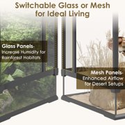 Erinnyees 67 Gallon Reptile Terrarium with Top Screen Ventilation, Snake Habitat with Heating Pad Space, Front Opening Reptile Vivarium with Sliding Cable Outlet for Leopard Geckos, Snakes, Turtles