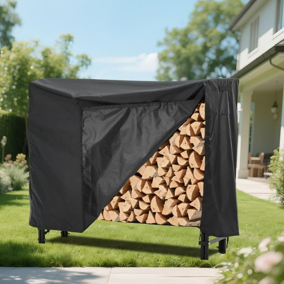 Juiluna Firewood Rack 4 ft Outdoor & Indoor Log Holder Heavy Duty Word Organizer with Weatherproof Cover Steel Mesh Storage for Fireplace, Patio, Durable Wood Stacker, Ventilation Design